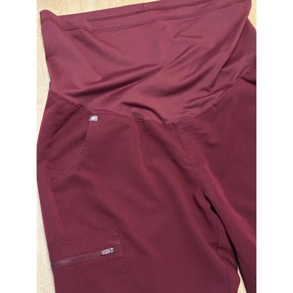 Figs Zamora Maternity Jogger Scrub Pants BURGUNDY Large - Picture 5 of 5